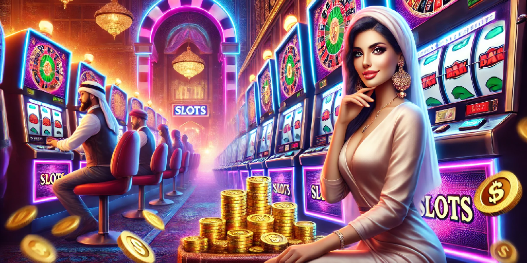 girl on the background of slots